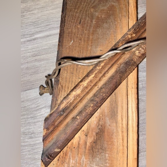 Home Antique Vintage wall mounted‎ metal wire Wood Frame no glass walnut tone - Picture 6 of 16